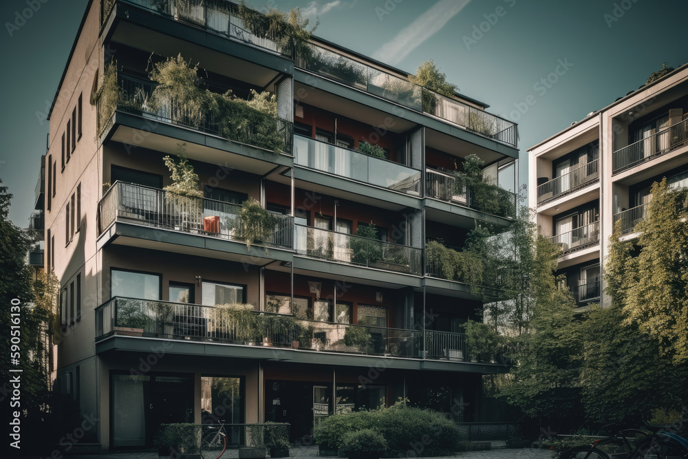facade of a building created with Generative AI technology facade of a building created with Generative AI technology
