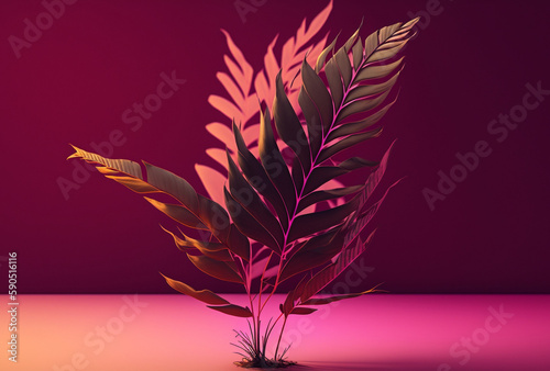 illustration of plants on purple background with copy space