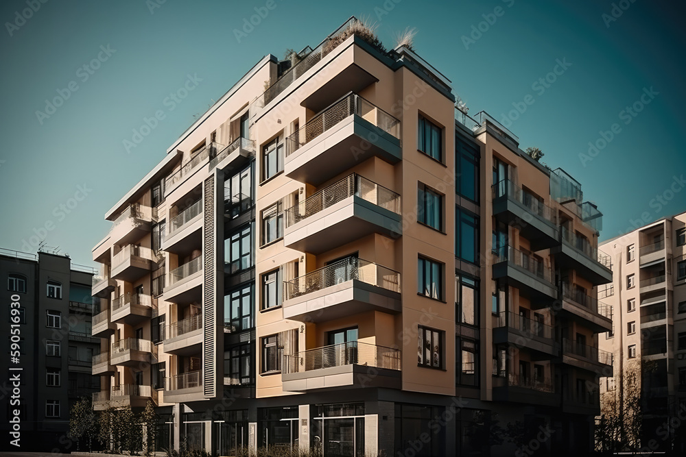 facade of a building created with Generative AI technology facade of a building created with Generative AI technology