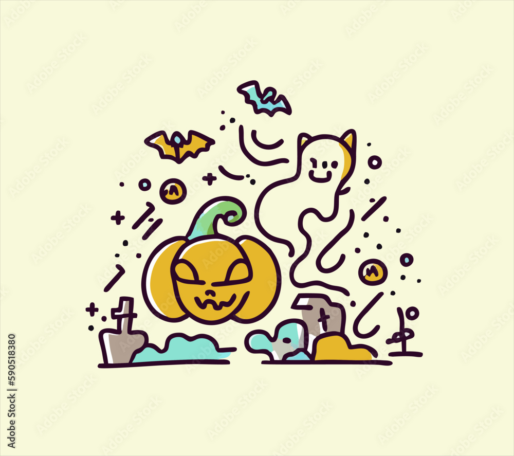 Hand drawn pumpkin sketch. The main symbol of the holiday Happy Halloween. illustration design for Halloween holiday.