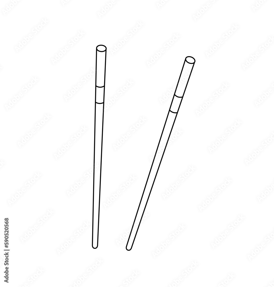 Vector isolated two pair couple chinese japanese asian wooden chopsticks colorless black and white contour line easy drawing Vector isolated two pair couple chinese japanese asian wooden chopsticks colorless black and white contour line easy drawing