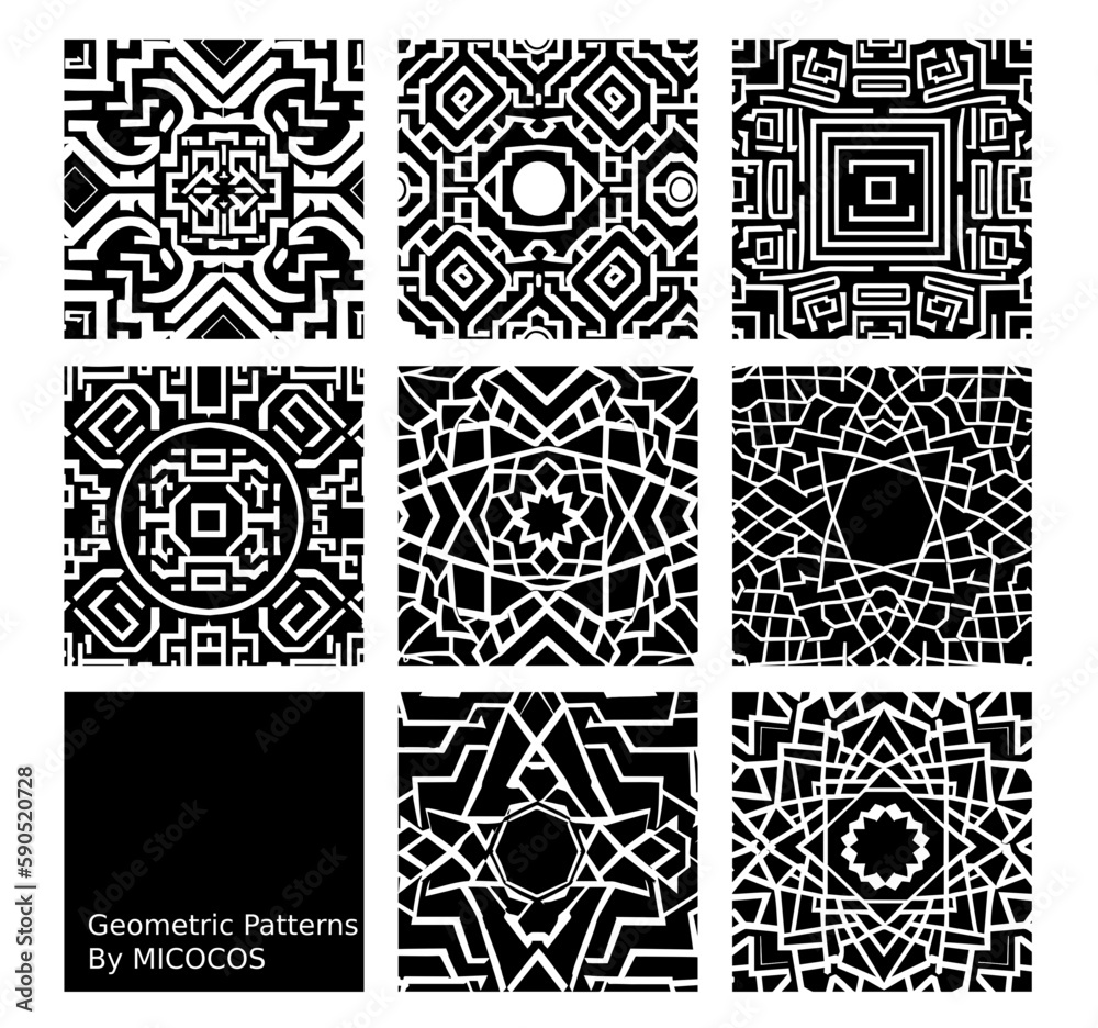 Geometric Patterns in Black and White. 