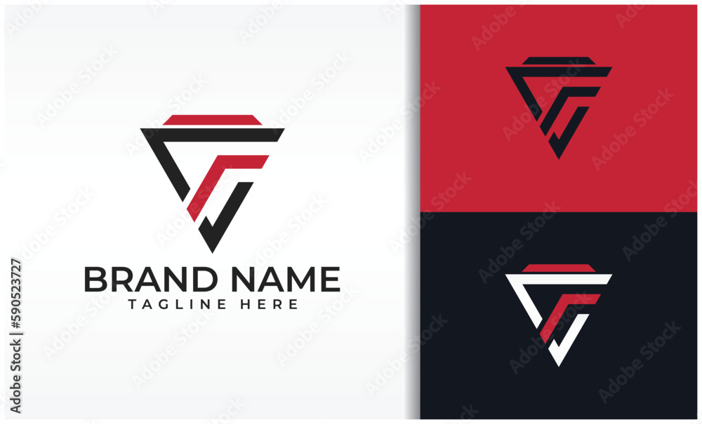 Initial Letter C F Triangle Logo Initial Letter C F Triangle Logo