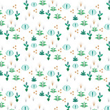 seamless decorative pattern with cactus and grass 