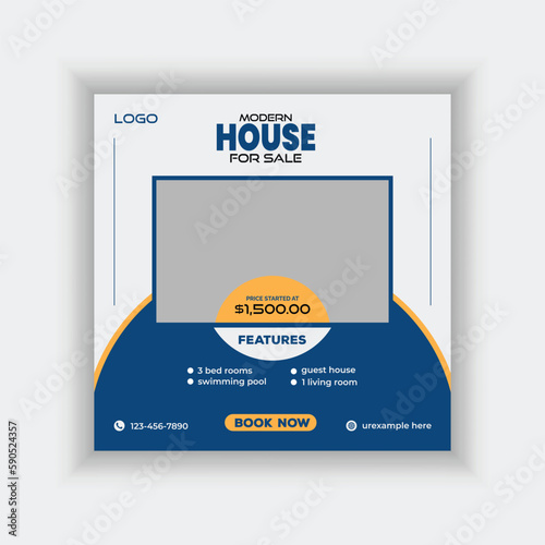 Modern Real estate agency social media banner template and colorful instagram post house sale template, Real estate web banner, facebook event and cover vector banner template 