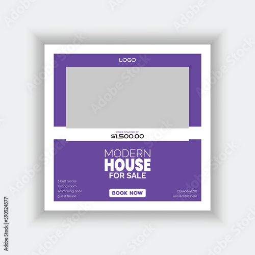 Modern Real estate agency social media banner template and colorful instagram post house sale template, Real estate web banner, facebook event and cover vector banner template 