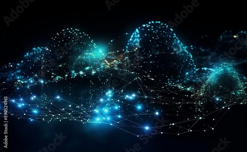 Mountains of digital data connected to each other through a network
