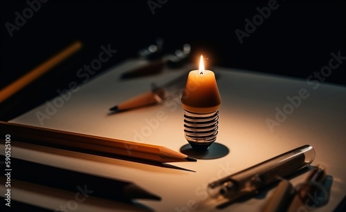Idea bulb and candle hybrid and notebook