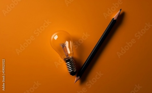 pencil and notebook and idea bulb 