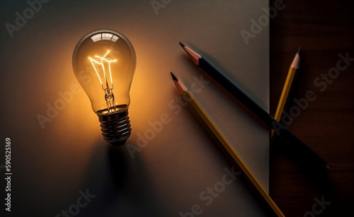 Idea light bulb on the table