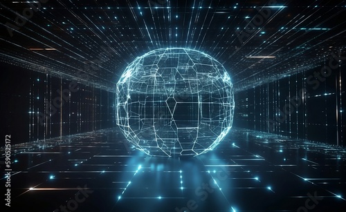 Digital world of information connected to a network of other digital worlds