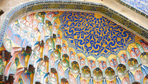 Luxurious decor in a madrasah in Bukhara photo