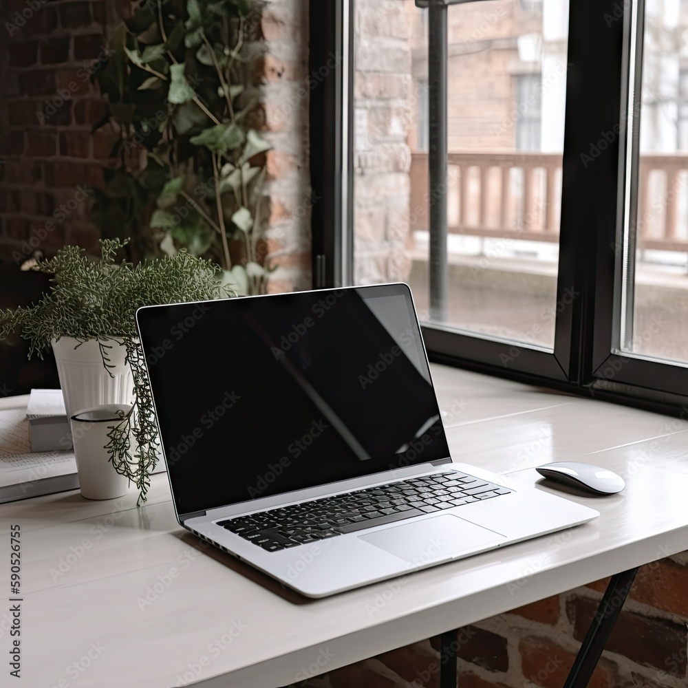 Tablet with blank screen on table Tablet with blank screen on table