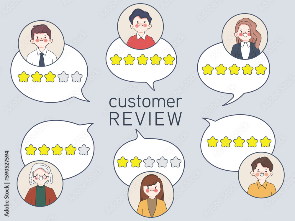 User reviews and feedback concept. User reviews online. Customer Review with rating star.