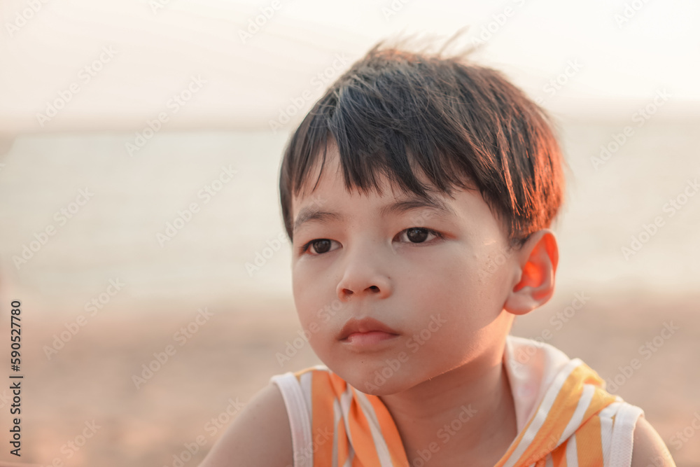 Cute toddler Asian boy standing alone on the beach at sunset. Child standing on the beach near sea and looking on the waves, silhouette of the boy on the seaside in sunset.
Cute toddler Asian boy standing alone on the beach at sunset. Child standing on the beach near sea and looking on the waves, silhouette of the boy on the seaside in sunset.
