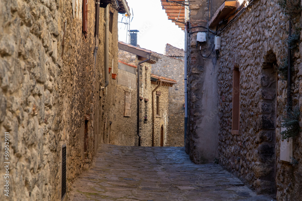Stone houses on the mountain, village on the mountain with old stone buildings Stone houses on the mountain, village on the mountain with old stone buildings