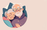 An elderly couple. Man and woman. Watercola. Banner. Generative AI