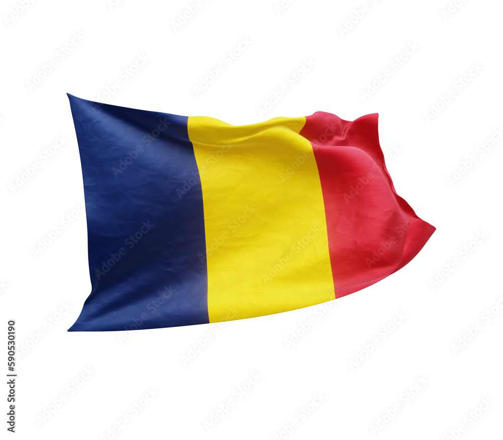 Waving flag of Chad isolated on transparent background. 3D rendering Waving flag of Chad isolated on transparent background. 3D rendering