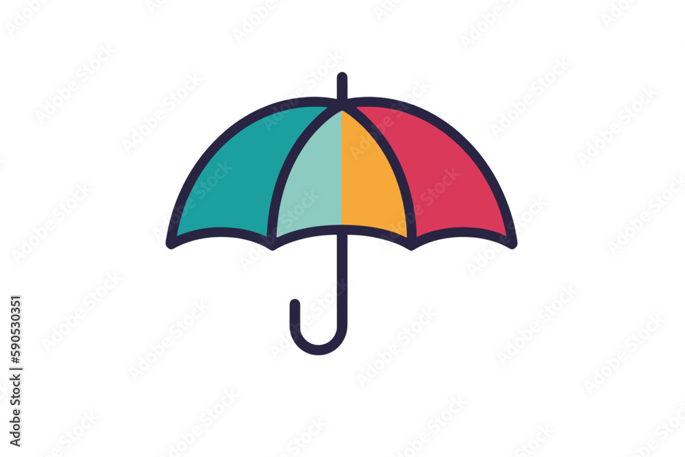 Simplified colorful umbrella illustration vector