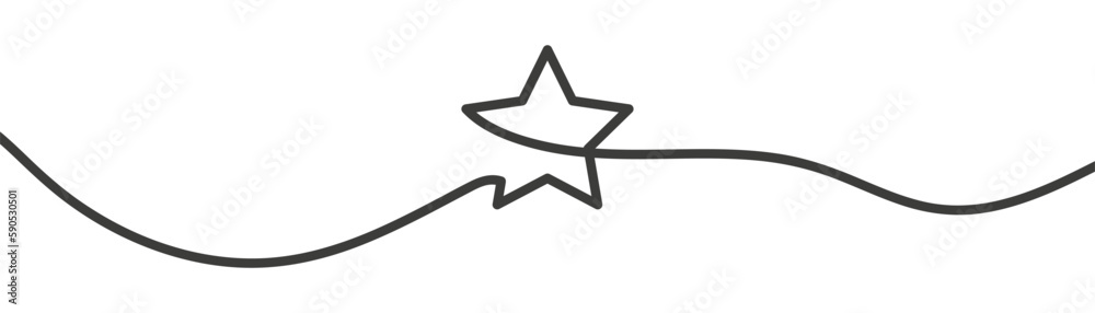 Star in continuous. One line star icon. Vector illustration.
