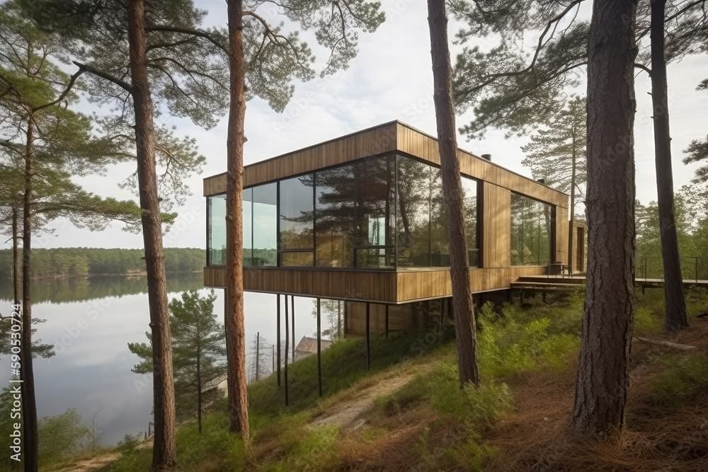 house on the river created with Generative AI technology house on the river created with Generative AI technology