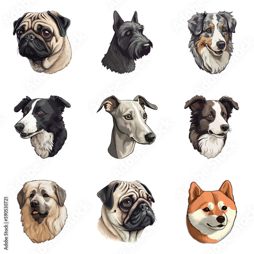 Dogs Flat Icon Set Isolated On White Background © Maxim