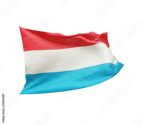 Waving flag of Luxembourg isolated on transparent background. 3D rendering