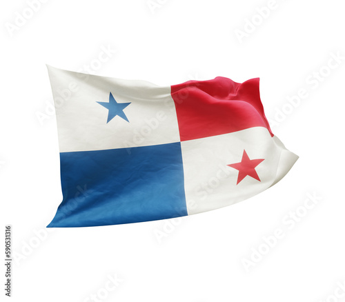 Waving flag of Panama isolated on transparent background. 3D rendering