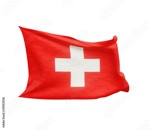 Waving flag of Switzerland isolated on transparent background. 3D rendering photo
