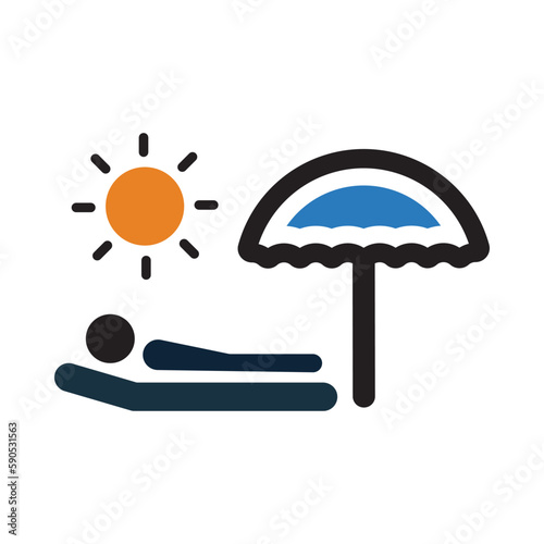 resort, umbrella, beach bed, man, resort icon