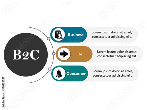 B2B - Business to Business Acronym. Infographic template with icons and description placeholder