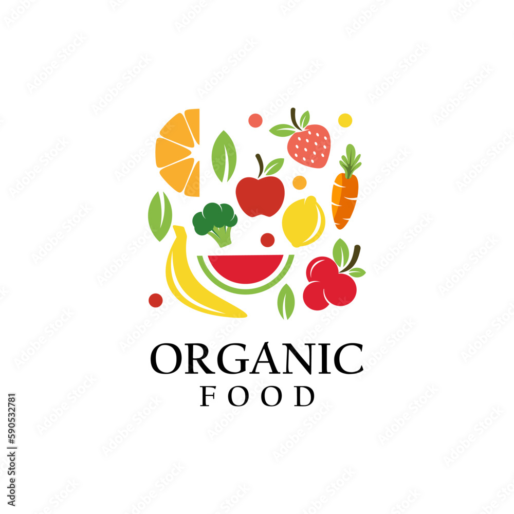 Healthy Organic eco vegetarian food Logo design vector Template