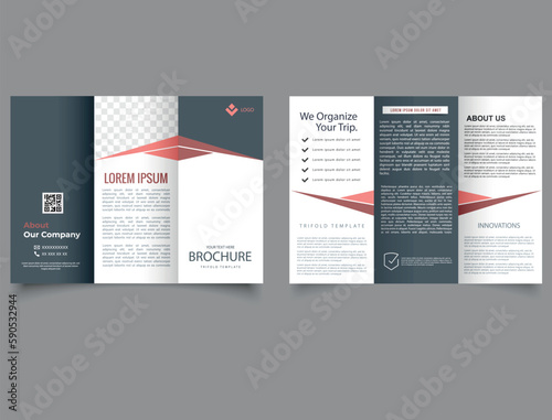 Corporate brochure, trifold template design. Trifold brochure. Vector file.