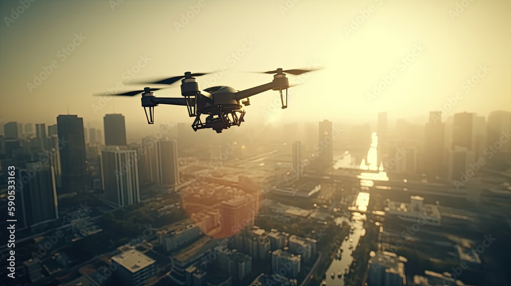 drone in the sky created with Generative AI technology drone in the sky created with Generative AI technology