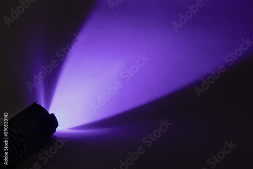 Light from an ultraviolet LED flashlight with a UV wavelength of 365 nm