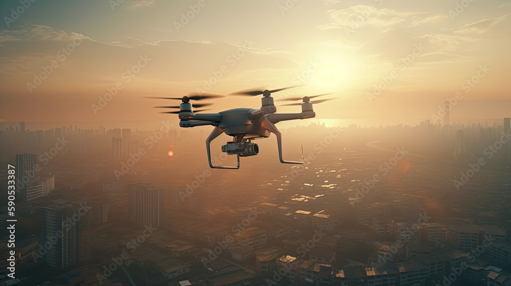 Fototapeta premium drone in the sky created with Generative AI technology