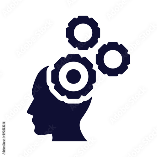head, brain, gear, brain management icon