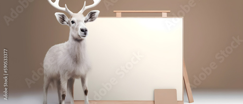 Deer on isolated Soft Brown color background created with Generative AI Technology