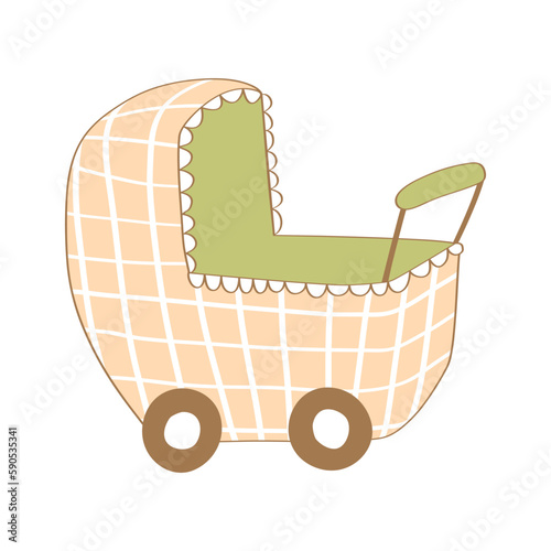 Illustration in flat style children toy stroller for doll