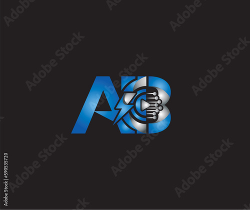 Thunder Energy AB letter Blue Color Logo Design Company Concept