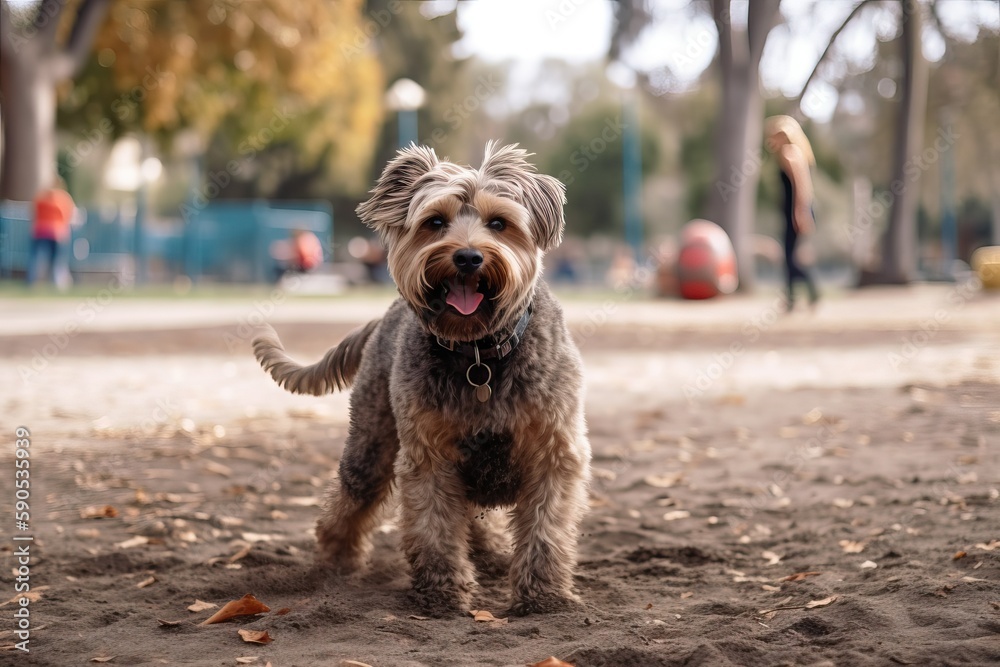 Dog play at park, pet outdoor activity