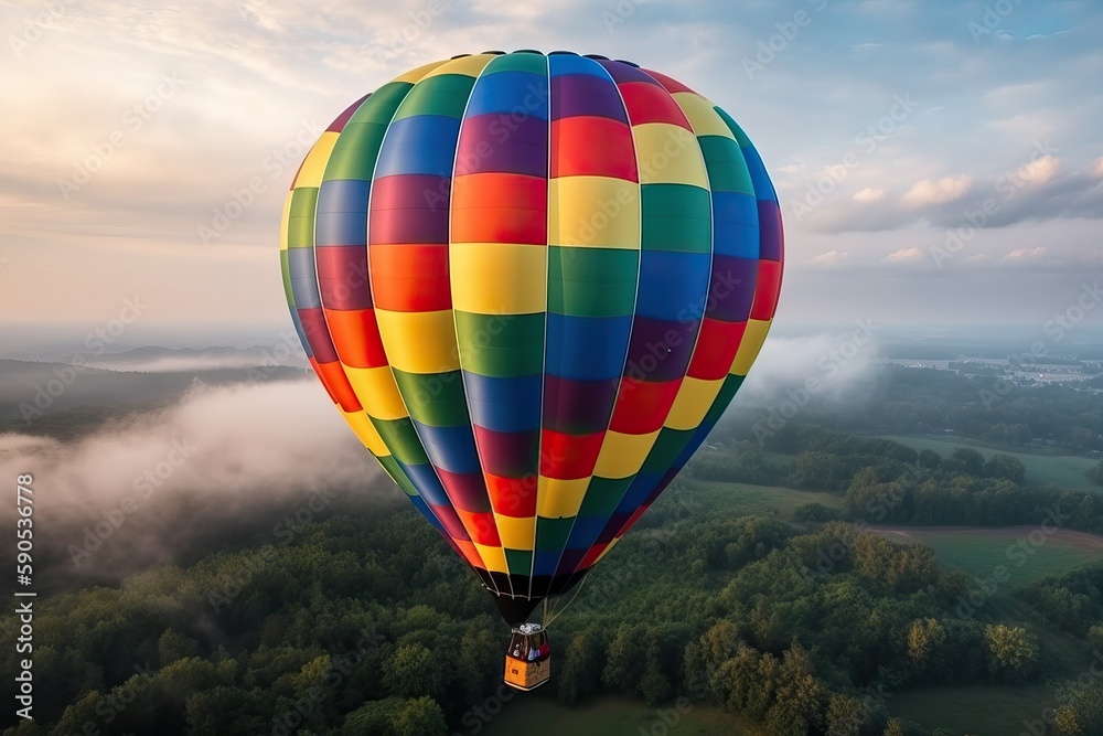 Naklejka premium Colorful hot air balloon in the sky (Ai generated)