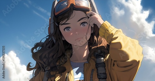 Leinwand Poster a female aviator preparing to fly