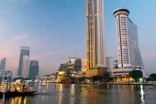 Early morning riverview of Chao Phraya river in Bangkok, Thailand