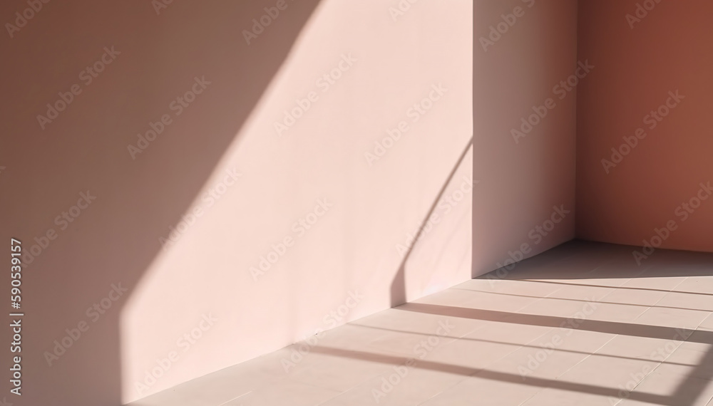 Abstract of natural shadow overlay in modern room interior design background, mockup and display for presentation, generative ai Abstract of natural shadow overlay in modern room interior design background, mockup and display for presentation, generative ai