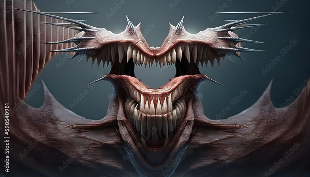 huge sharp bared teeth and wings9888 The scene is a vintage New Orleans