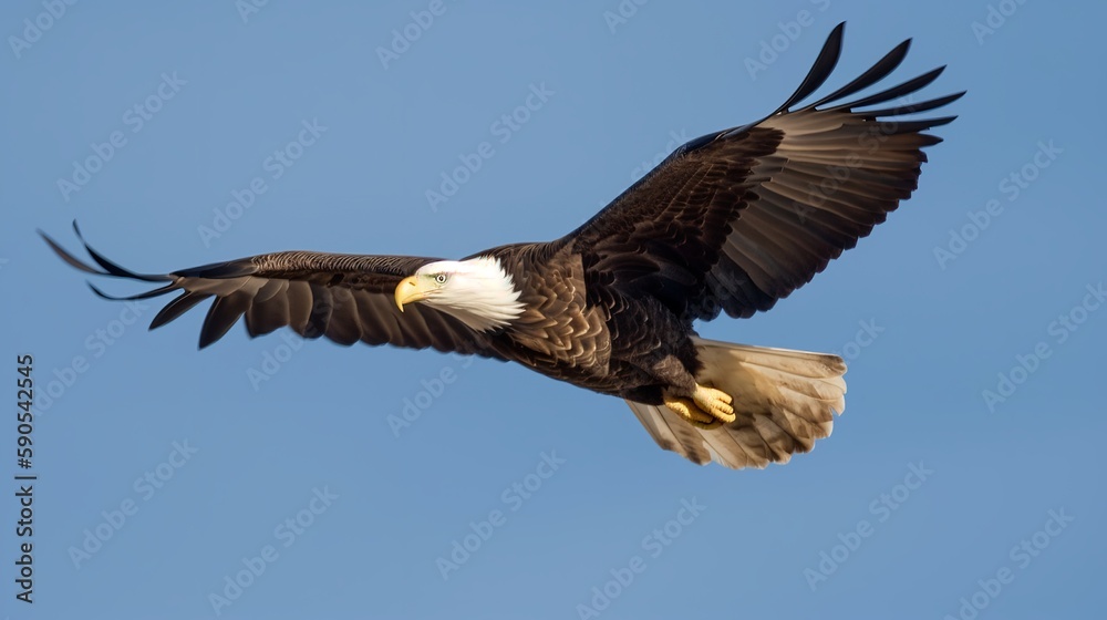 Fototapeta premium Majestic Bald Eagle Soaring in the Sky