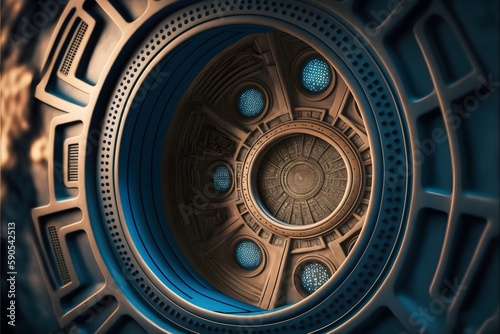 Fotografie, Obraz abstract full frame shot of the large inside chamber in a TARDIS lots of details