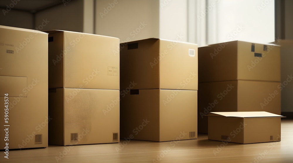A lot of brown cardboard boxes. Ai gengrative. A lot of brown cardboard boxes. Ai gengrative.