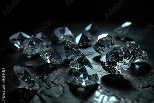diamond on black background created with Generative AI technology